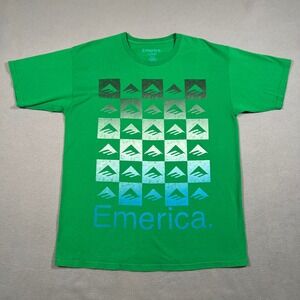 Vintage Y2K Emerica T Shirt Mens Large Green Skate Graphic Logo Skater Tee‎